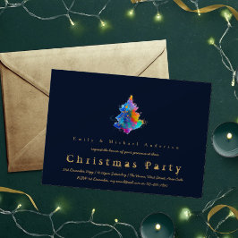 Convite Marinho Azul da Árvore de Natal do Arco-Íris Moder