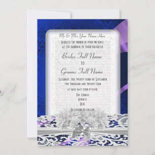 Convite Marinho azul damask White Lace