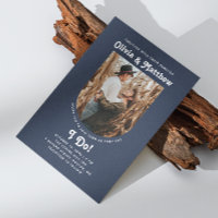 Marinho azul de arca foto simples retro noivado