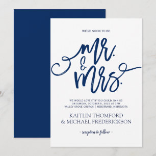 Convite Marinho Azul De Casamento Convites-Script Rústico