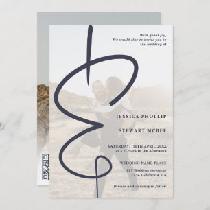 Convite Marinho azul de  de fotografia de Ampersand Qr cod