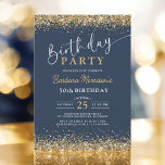 Convite Marinho Azul Dourado Brilhante Qualquer 50º Aniver<br><div class="desc">Celebrar um marco elegante com este Marinho Blue Dourado Glitter Qualquer Convite de 50 Anos. Apresentando um fundo azul marinho profundo com detalhes de brilho dourado, este design é perfeito para uma sofisticada e memorável celebração de aniversário. Ideal para um encontro formal ou uma festa viva, este convite adiciona um...</div>
