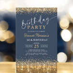 Convite Marinho Azul Dourado Brilhante Qualquer aniversári<br><div class="desc">Celebre o seu marco com estilo com este Marinho Azul, Dourado Largura qualquer aniversário de 30 anos de Idade. Apresentando um fundo azul-marinho luxuoso com detalhes de brilho dourado, esse design sofisticado é perfeito para uma elegante e glamourosa comemoração de aniversário. Ideal para jantas formais, coquetéis, ou encontros quic, este...</div>