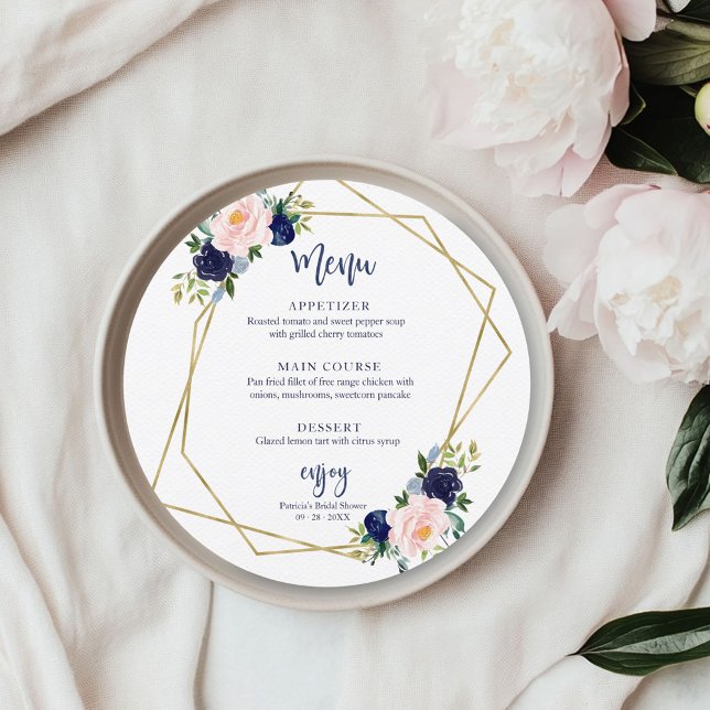 Convite Marinho Azul Dourado Chá de panela Inverno (Criador carregado)