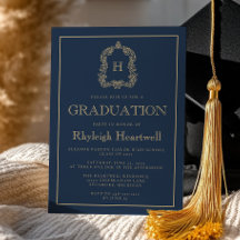 Marinho Azul Dourado Monograma Festa de formatura 