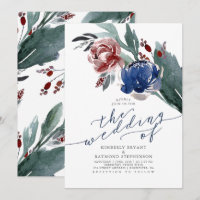 Marinho Azul e Borgonha Vermelho Floral Moderno Ca