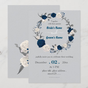 Convite marinho azul e flores brancas wreath botânica casa