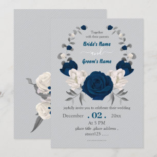 Convite marinho azul e flores brancas wreath botânica casa
