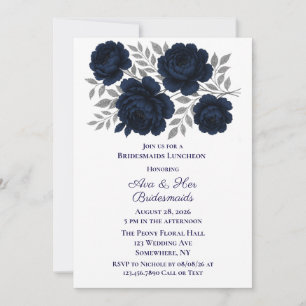 Convite Marinho Azul e Prata Leva Roupa de Bridesmaids