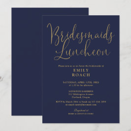 Convite Marinho Azul E Roteiro Dourado Bridesmaids Lunchei