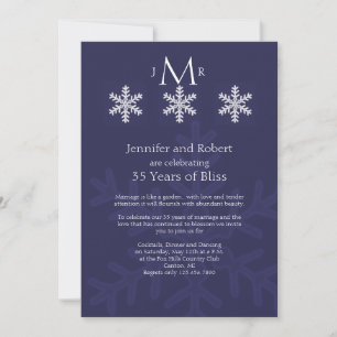 Convite Marinho Azul Floco de Neve Casamento no inverno An