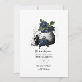 Convite Marinho Azul Floral Chá de panela Gótico Gótico In