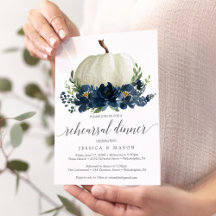 Marinho Azul Floral Janto de ensaio para a Abóbora