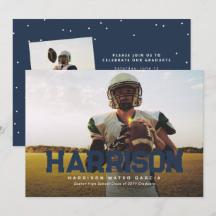 Convite Marinho azul formando de formando de nome a preto 