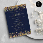 Convite Marinho Azul Glam 40ª Parte do Script Dourado Glit<br><div class="desc">Elegante Dourado Glitter Script Marinho Blue Glam 40th Party. Disponível digitalmente e impresso. Um pequeno brilho na comemoração do seu quadragésimo aniversário, uma falsa borda reluzente está em cada lado de cima e de baixo em um histórico clássico de marinho, e quadragésimo está em um roteiro de na moda com...</div>