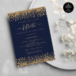 Convite Marinho Azul Glam 50ª Parte do Script Dourado Glit<br><div class="desc">Elegante Dourado Glitter Script Marinho Blue Glam 50th Party. Disponível digitalmente e impresso. Um pequeno brilho na comemoração do seu quinquagésimo aniversário, uma falsa borda reluzente está em cada lado de cima e de baixo em um histórico clássico de marinho, e o quinquagésimo está em um roteiro de na moda...</div>