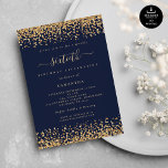 Convite Marinho Azul Glam 60ª Parte do Script Dourado Glit<br><div class="desc">Elegante Dourado Glitter Script Marinho Blue Glam 60th Party. Disponível digitalmente e impresso. Um pequeno brilho na comemoração do seu sexagésimo aniversário, uma falsa borda reluzente está em cada lado de cima e de baixo em um histórico clássico de marinho, e o sexagésimo está em um roteiro de na moda...</div>