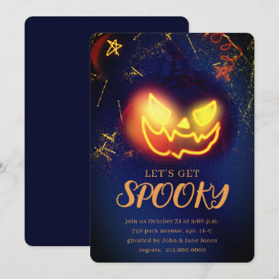 Convite Marinho Azul Gradiente Marinho Azul Spooky Hallowe