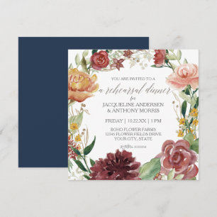 Convite Marinho Azul Janto Ensaio Floral Rústica Rosa ver