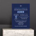 Convite Marinho Azul Nome moderno Bar do logotipo Mitzvah<br><div class="desc">Esses convites modernos para chic apresentam uma estrela do nome de david e bar mitzvah com fonte grande e david com um logotipo de estrela azul e prata de David Name no verso. Cada linha de texto é perfeitamente personalizável para dizer exatamente o que você quer!</div>