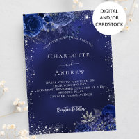 Marinho azul prata brilha o casamento floral