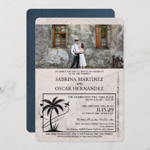 Convite Marinho Azul Puerta Vallarta Passaporte Casamento