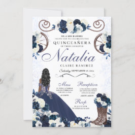 Convite Marinho Azul Ranchero Princess Dress Quinceanera