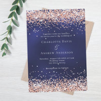 Marinho azul-rosa de ouro brilhante luxo casamento