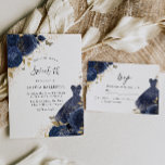Convite Marinho Azul Rosas e vestir Dourado Doce 16 Festa<br><div class="desc">Rosas Azuis marinhos e vestidos Dourados Sweet 16 Convite de festas mais elegante designs florais em nossa loja! Consulte a coleção correspondente em nossa loja</div>