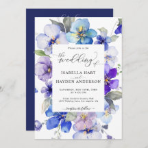 Marinho Azul Roxo Floral Tudo Em 1 Código QR Casam