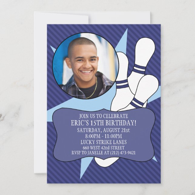 Convite Marinho Azul Sem Tempo Para Repoupar Foto De Festa (Frente)