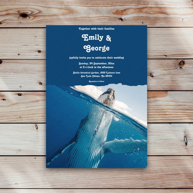 Convite Marinho Azul Sob O Casamento De Praia No Oceano Oc (Criador carregado)