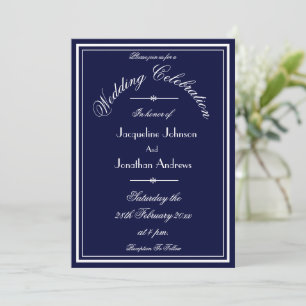 Convite Marinho Azul Tudo em Um Casamento RSVP de Site de