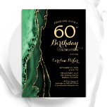 Convite Marinho Blue Agate Dourado Black 60th Aniversário<br><div class="desc">Verde esmeralda, preto e dourado agate 60º convite de aniversário. Elegante design moderno com cor aquática verde agate marble geode background, faux glitter gold e typografia script font. Trendy convida o cartão perfeito para uma comemoração de dia das mulheres na moda. Impressos convites Zazzle ou modelo de impressão digital instantânea...</div>