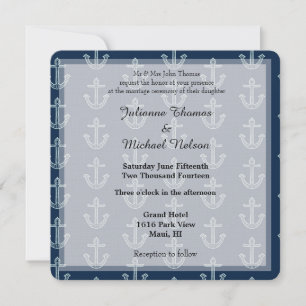 Convite Marinho Blue Anchors Weding