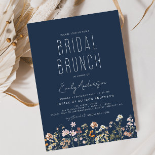 Convite Marinho Blue Boho Wildflower Bridal BrunChá