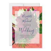 Marinho Blue Coral Floral Elegante Moderno Casamen