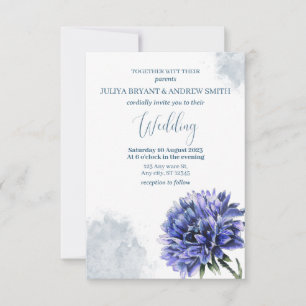 Convite Marinho Blue Cornflower simples casamento