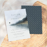 Convite Marinho Blue & Dourado Pine Tree & Lake Weding<br><div class="desc">Comece a planejar seu dia especial com estes convites elegantes. Este design apresenta uma pintura aquarela de uma paisagem de lago e pinheiro com a tipografia de script clássica. Cartões invertidos a um padrão geométrico dourado esfarrapado contra fundo azul marinho.</div>
