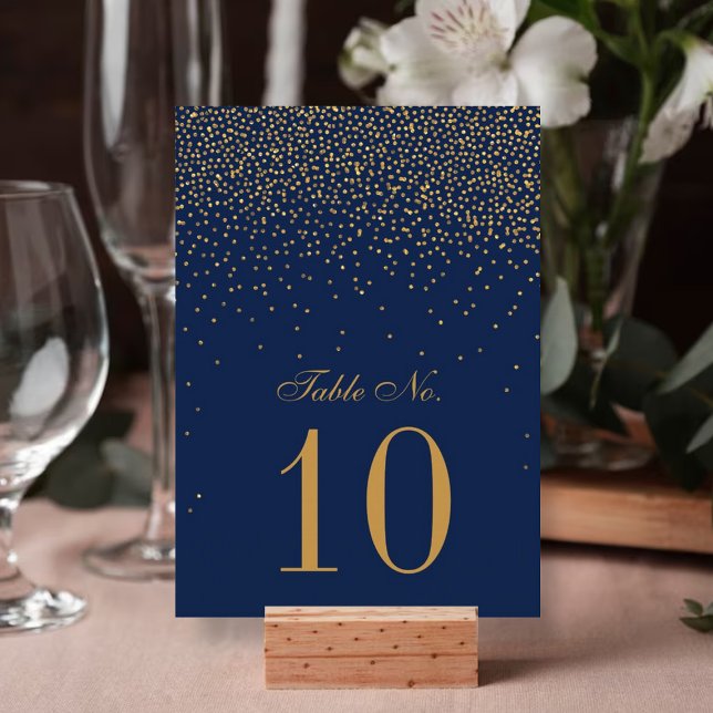Convite Marinho Blue & Glam Dourado Casamento Confetti (Criador carregado)