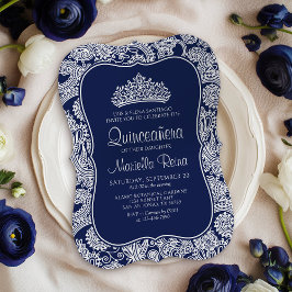 Convite Marinho Blue Lace Quinceañera
