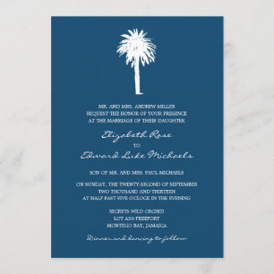 Convite Marinho Blue Palm Tree Casamento