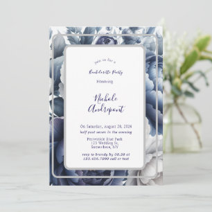 Convite Marinho Blue Peonies & White Roses Festa de soltei