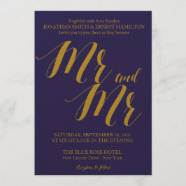 Convite Marinho Blue Rustic Chic Sr. e Sr. Gay Wedding