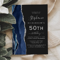 Marinho Blue Silver Agate Dark 50th Festa de anive