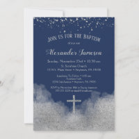 Marinho Blue Silver Confetti Baptism