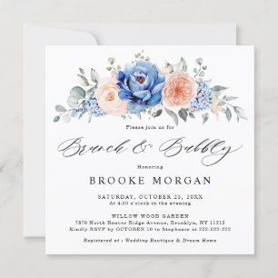 Convite Marinho Blue Slate Dusty Blush Brunand Bubble Rosa