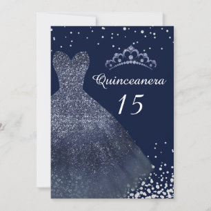 Convite Marinho Blue Sparkle Gress Quinceanera Party