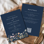Convite Marinho Blue Wildflower All in One QR Code Weding<br><div class="desc">Mergulhe seus convidados no romance da natureza com nosso convite para casamentos de Boho Wildflower Garden. Inspirado pela beleza das flores indomadas, este convite captura a essência de uma celebração livre-espirituosa. A design encantadora apresenta flores silvestres delicadas dançando em meio a um verde-luxuoso, definindo o tom perfeito para o seu...</div>
