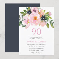 Marinho Blush Watercolor Flowers 90 Festa de anive